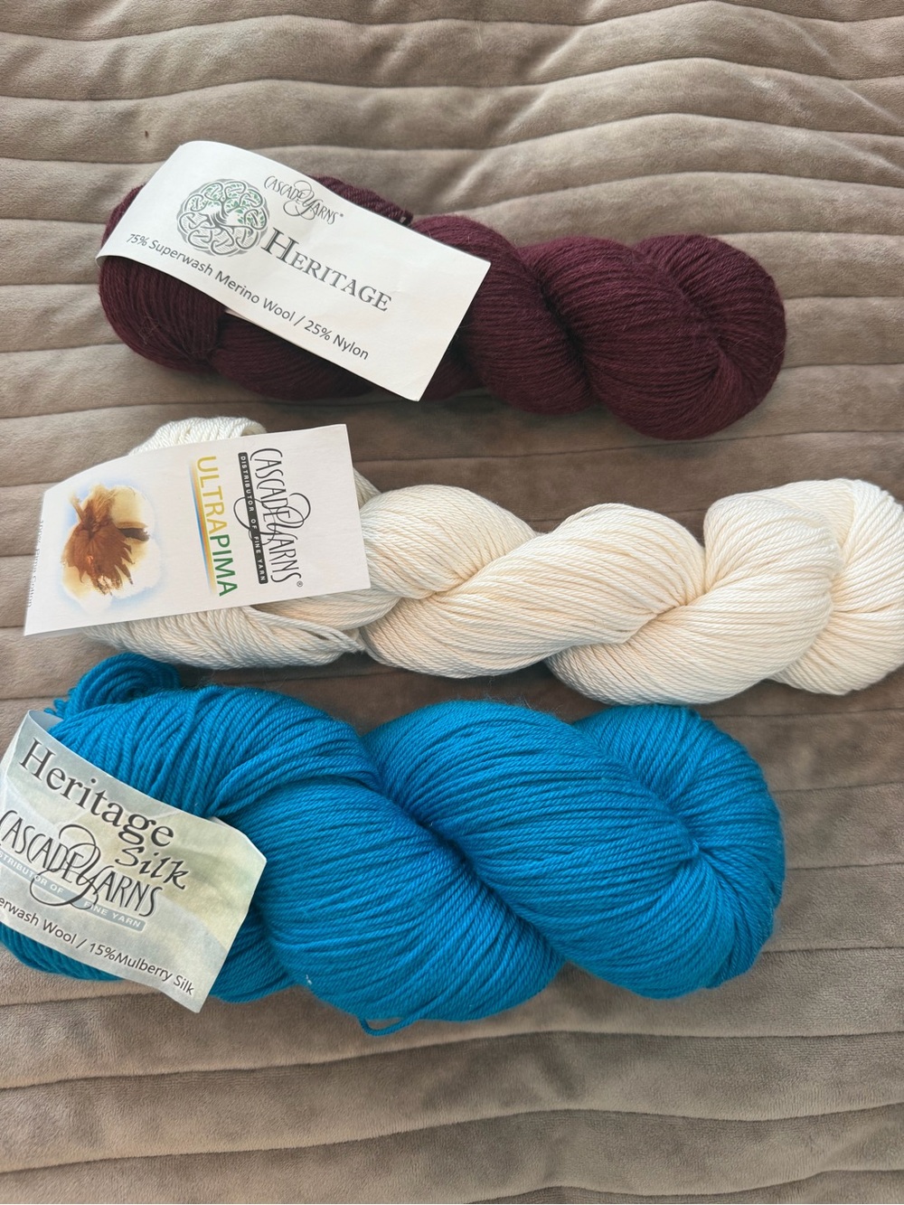 Cascade yarn Bundle - Burgundy, Cream, Teal